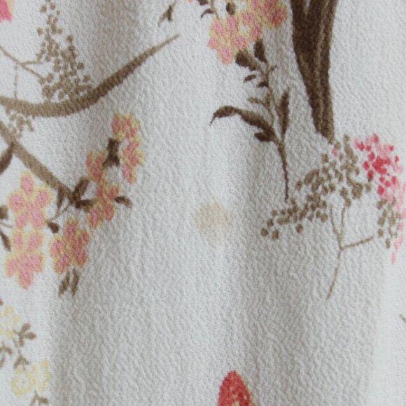 Reformation Leila Ivory Pink Floral Print Inka Midi Dress Smocked Slit Crepe XL - Picture 6 of 16